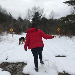 American Eagle Red Puffer Jacket